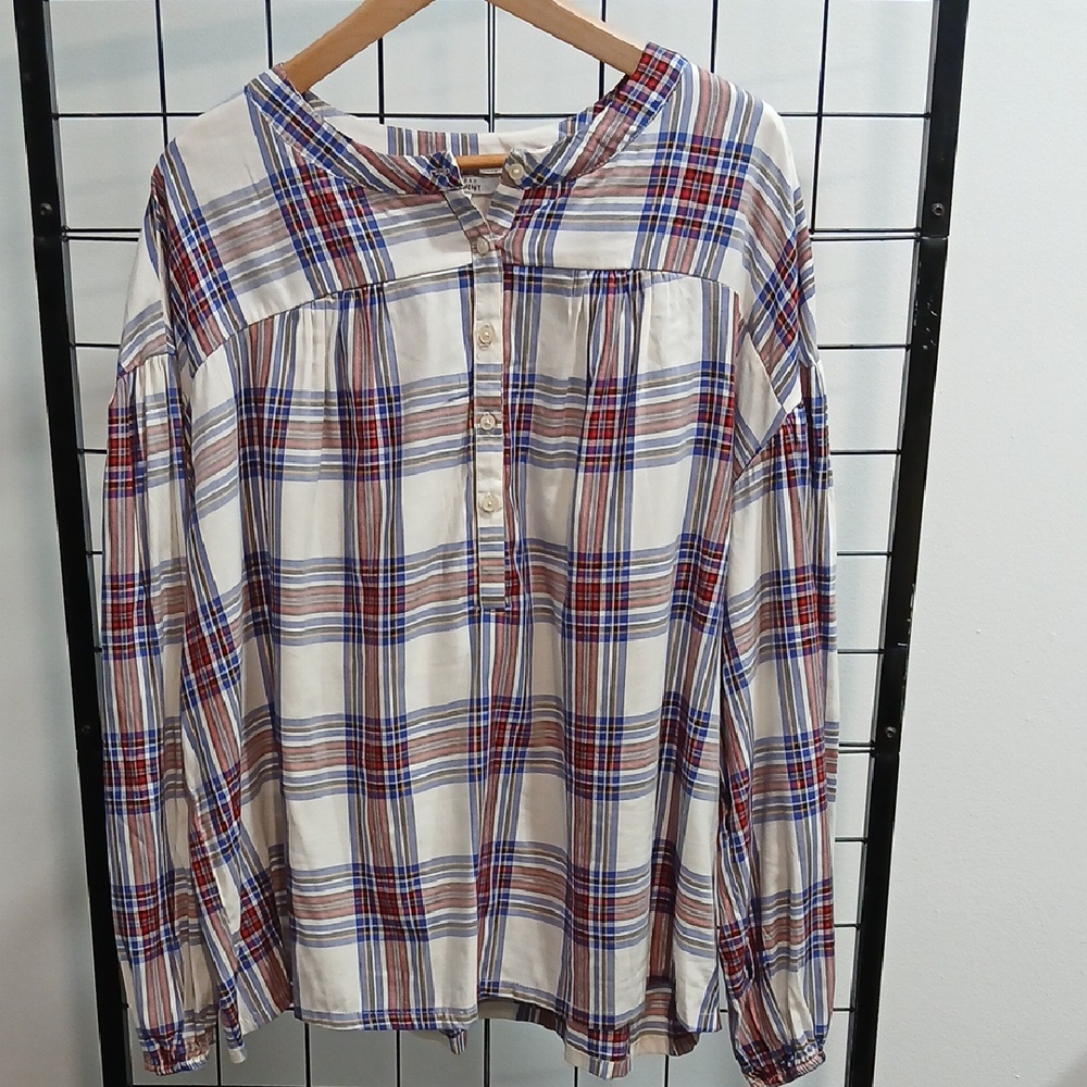 Red and Blue Plaid Casual Button Down Shirt